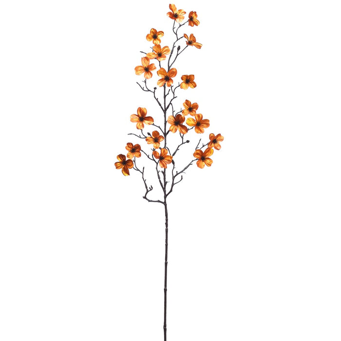 33" Metallic Artificial Dogwood Blossom Flower Stem -Orange (Pack of 12) - FSD180-OR