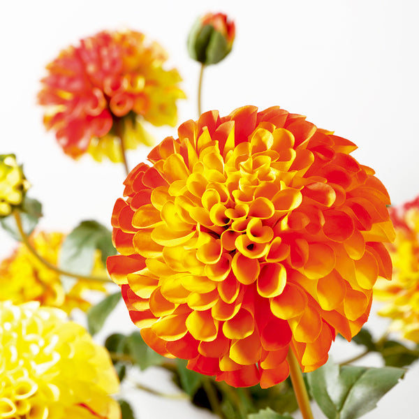 31" Silk Dahlia Flower Stem -Orange/Yellow (pack of 12) - FSD291-OR/YE