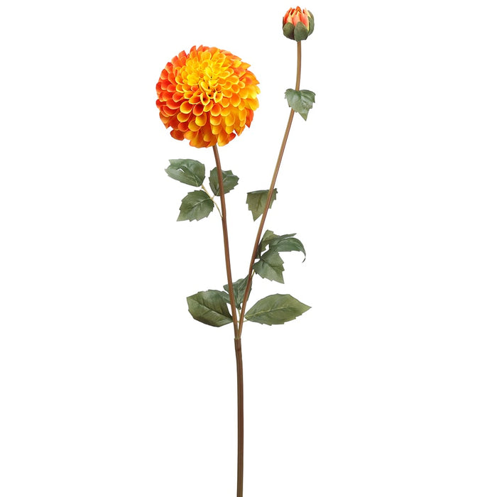 31" Silk Dahlia Flower Stem -Orange/Yellow (pack of 12) - FSD291-OR/YE