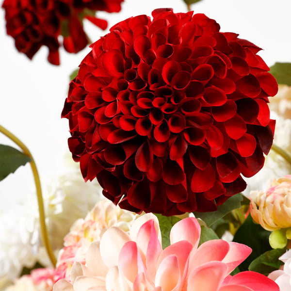 31" Silk Dahlia Flower Stem -2 Tone Red (pack of 12) - FSD291-RE/TT