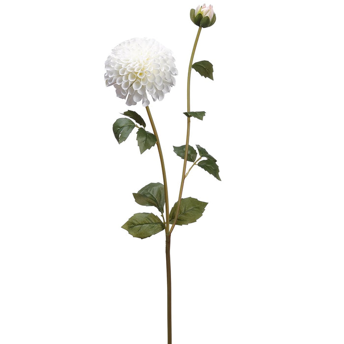 31" Silk Dahlia Flower Stem -White (pack of 12) - FSD291-WH