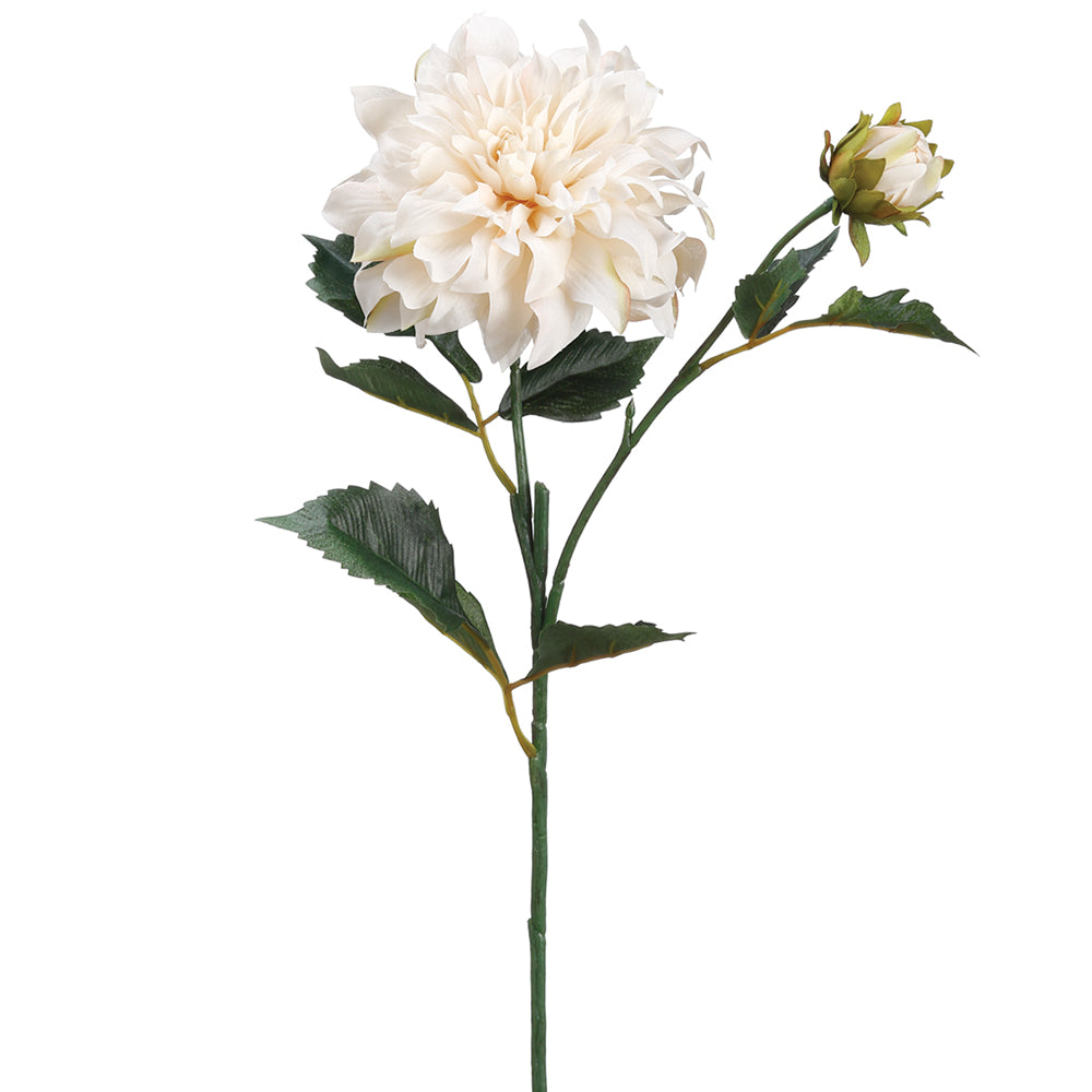 19.5" Silk Dahlia Flower Spray Ivory Dahlia Stem — Silks Are Forever