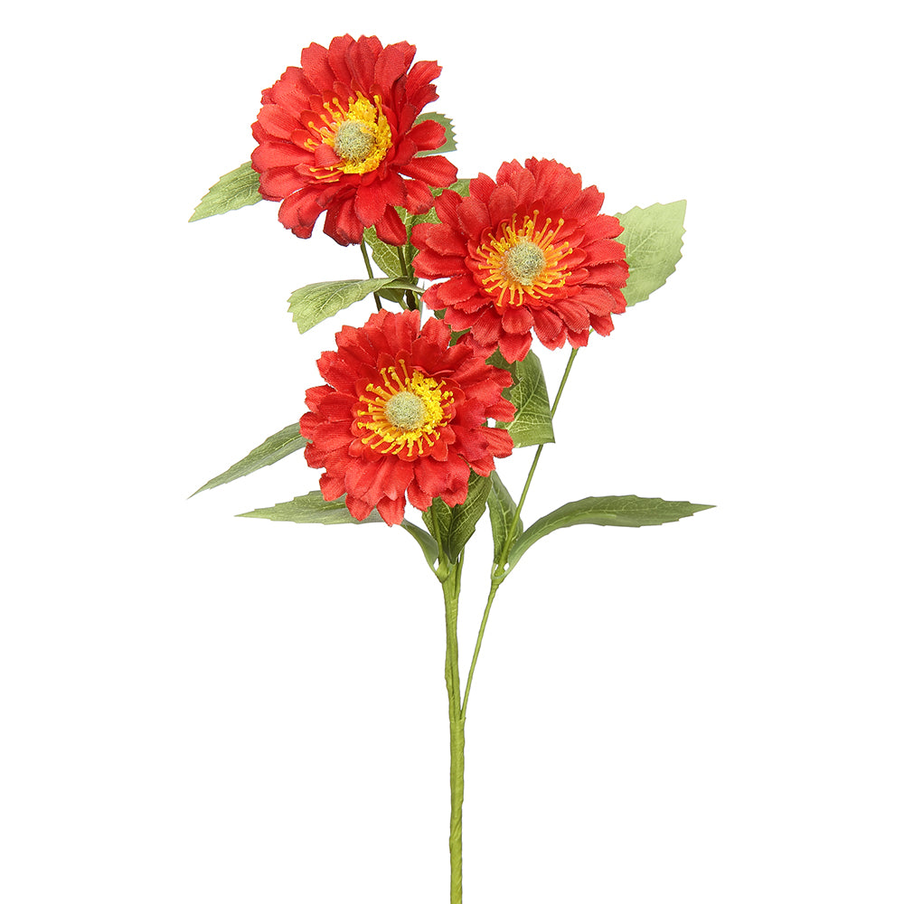 12" Silk Daisy Flower Stem Red Daisy Stem