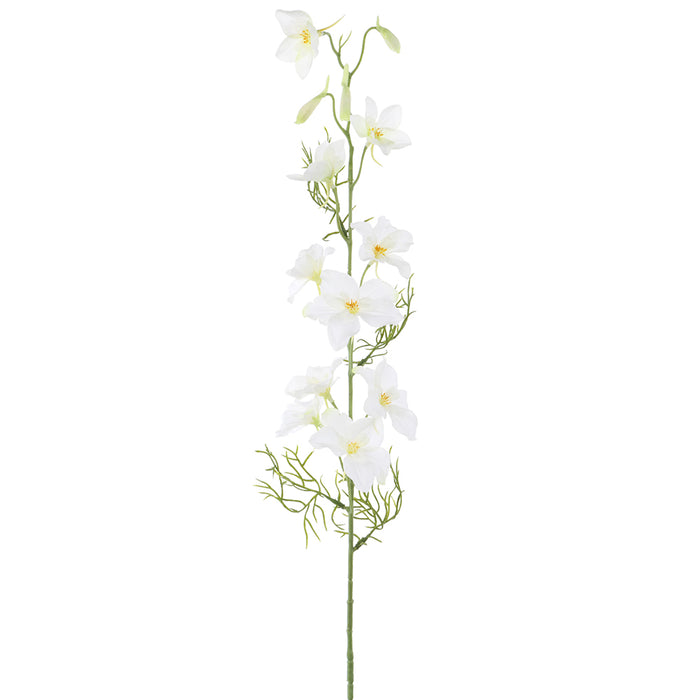 35" Silk Delphinium Flower Stem -White (pack of 12) - FSD347-WH