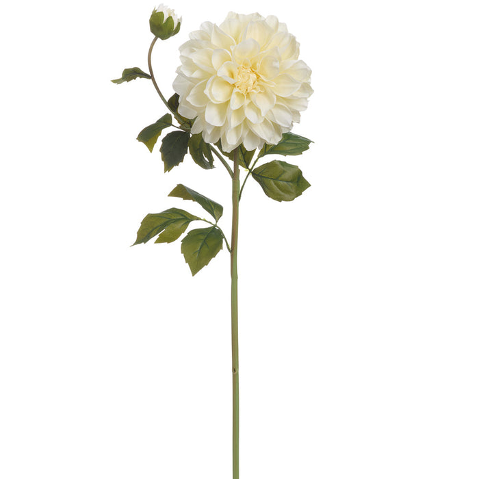 23.5" Dahlia With Bud Silk Flower Stem -White (Pack of 12) - FSD412-WH