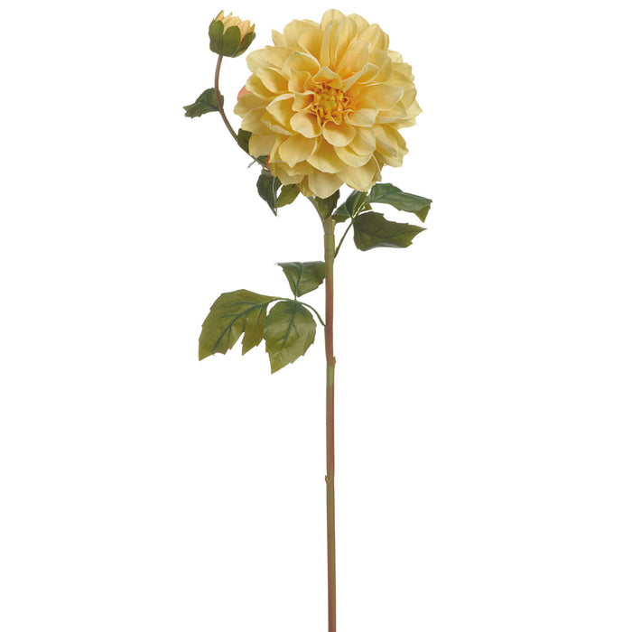 23.5" Dahlia With Bud Silk Flower Stem -Yellow (Pack of 12) - FSD412-YE