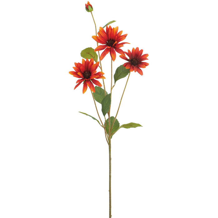 32.5" Silk Daisy Flower Stem -Mustard/Rust (pack of 12) - FSD420-MD/RU