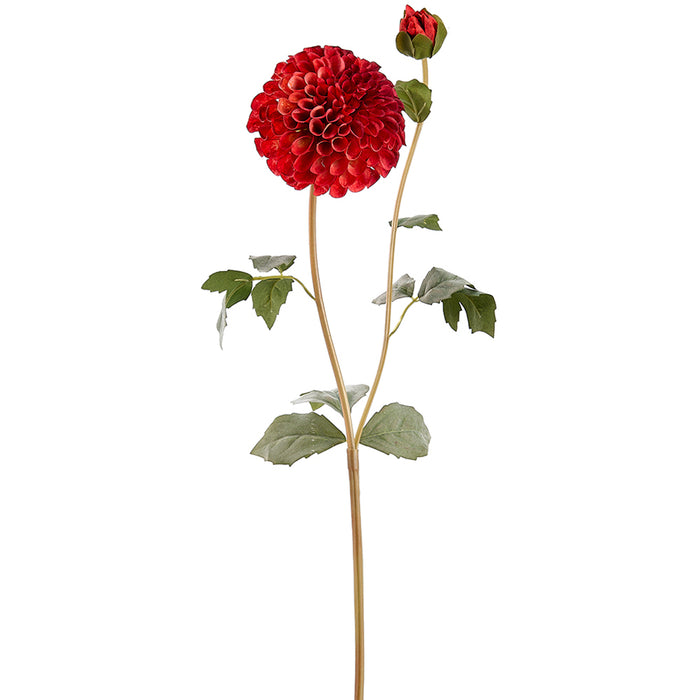 31.5" Silk Dahlia Flower Stem -Burgundy (pack of 12) - FSD574-BU