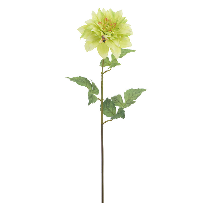 25" Dahlia Silk Flower Stem With Bee -Green (Pack of 12) - FSD683-GR