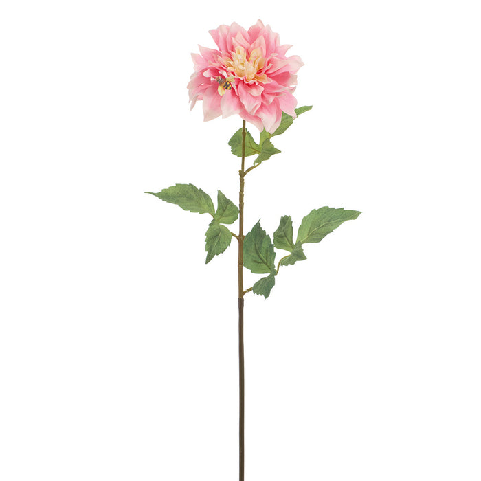 25" Dahlia Silk Flower Stem With Bee -Pink (Pack of 12) - FSD683-PK
