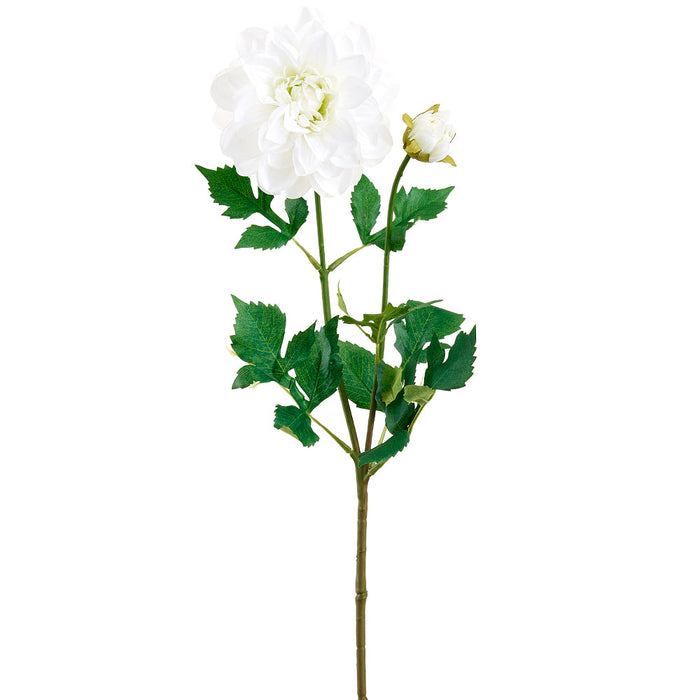 24" Dahlia Faux Flower Stem -White (Pack of 12) - FSD700-WH