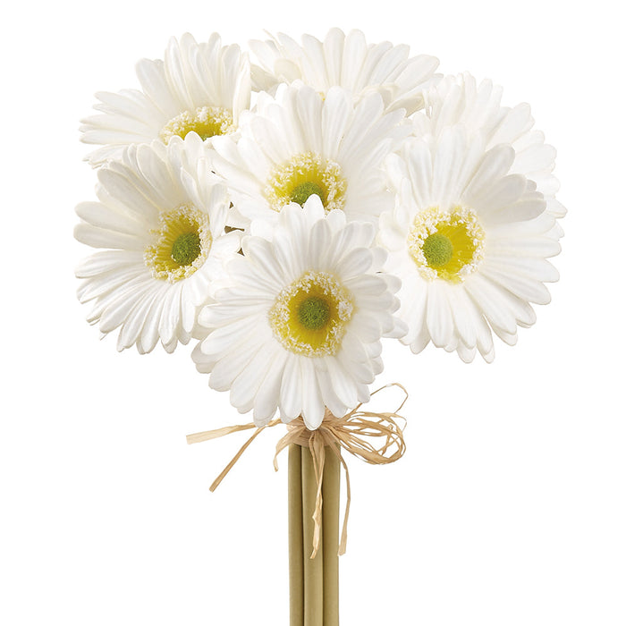 13" Gerbera Daisy Silk Flower Bouquet -White (Pack of 12) - FSD702-WH