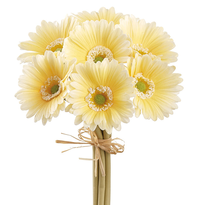 13" Gerbera Daisy Silk Flower Bouquet -Yellow (Pack of 12) - FSD702-YE