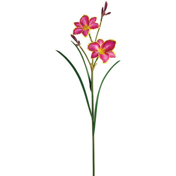 31" Real Touch Day Lily Silk Flower Stem -Beauty/Yellow (Pack of 12) - FSD889-BT/YE