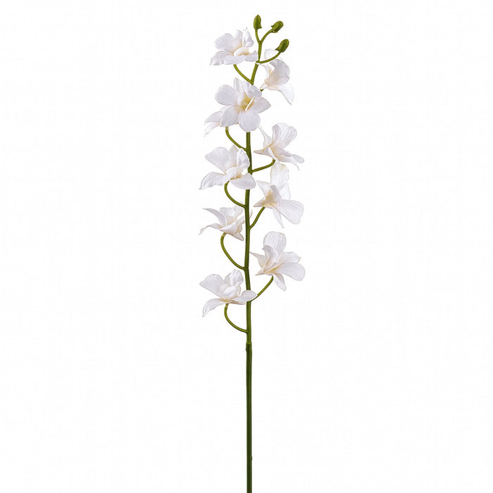 29" Real Touch Dendrobium Orchid Silk Flower Stem -White (Pack of 12) - FSD921-WH