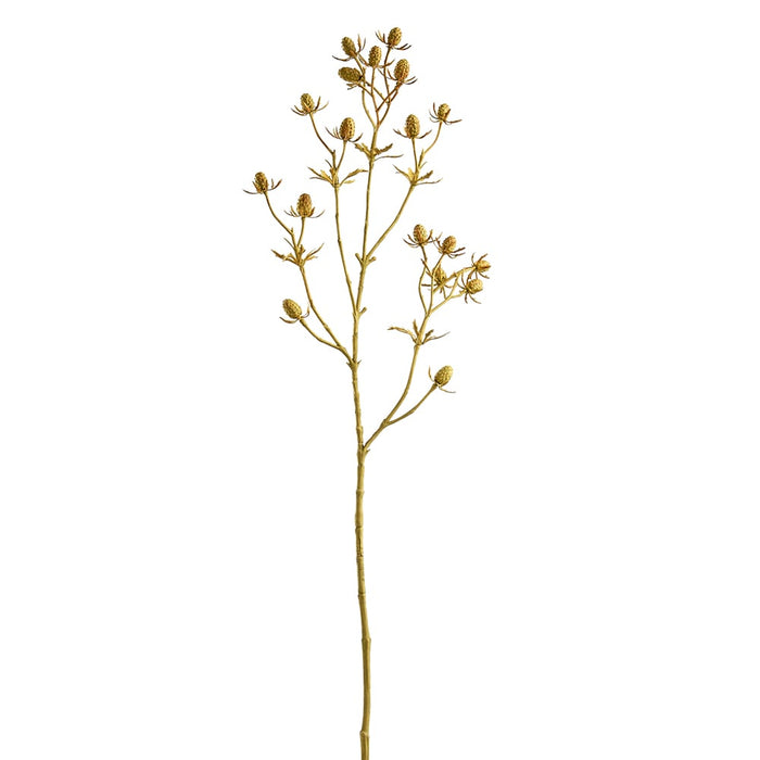 24" Artificial Eryngium Flower Stem -Mustard (pack of 12) - FSE008-MD