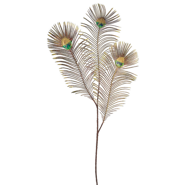 37" Artificial Plastic Feather Stem -Brown/Green (pack of 12) - FSF372-BR/GR