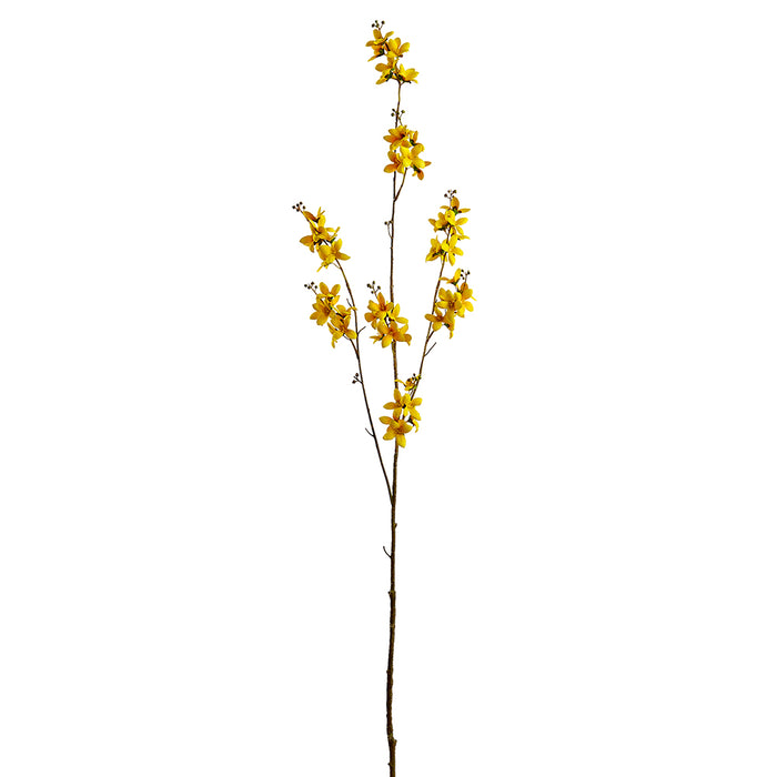 44" Silk Forsythia Blossom Flower Stem -Yellow (pack of 12) - FSF404-YE