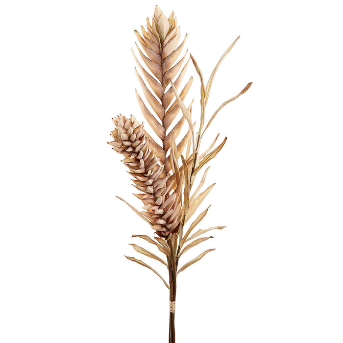 52.5" Dried-Look Artificial Ginger & Heliconia Flower Stem Bundle -Beige/Brown (Pack of 2) - FSG090-BE/BR