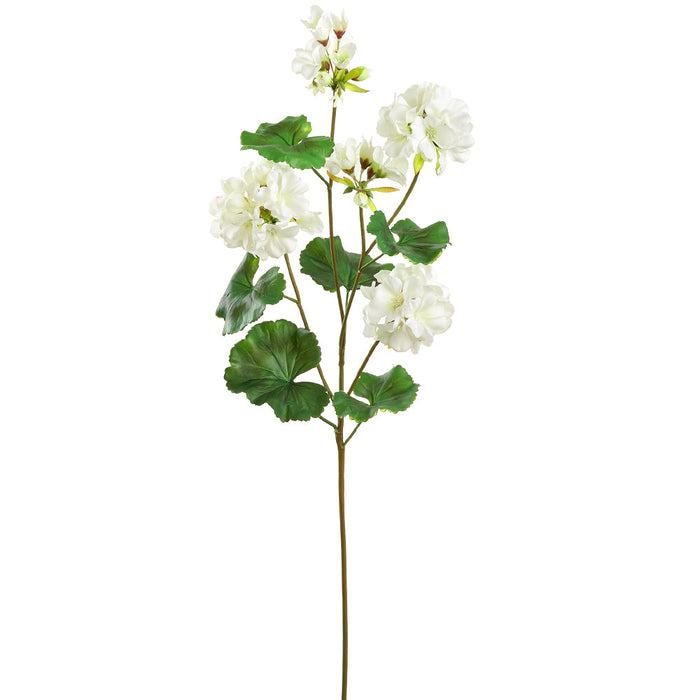 31" Real Touch Geranium Silk Flower Stem -White (Pack of 12) - FSG104-WH