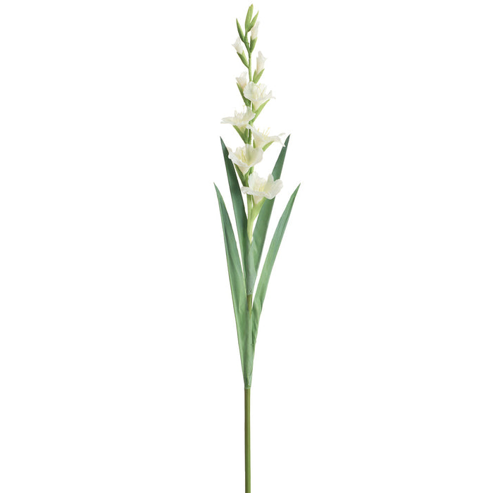 41" Real Touch Gladiolus Silk Flower Stem -White (Pack of 6) - FSG644-WH
