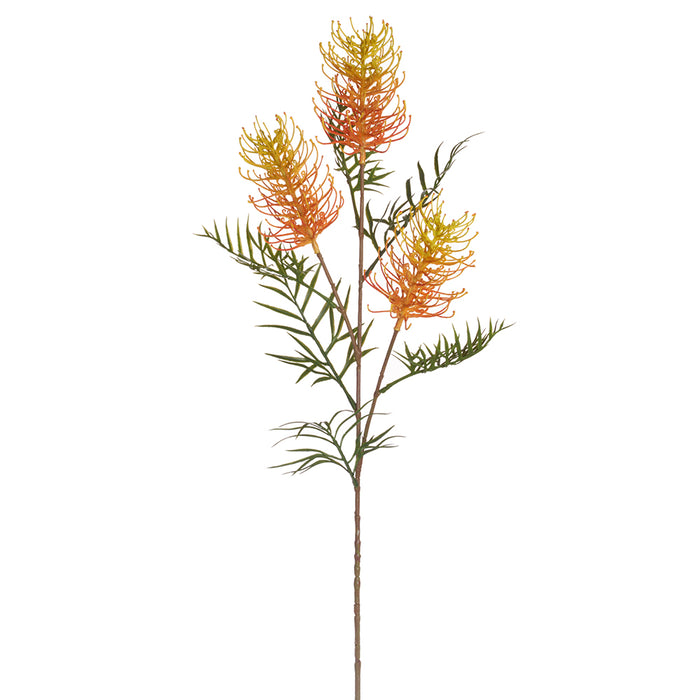 33" Artificial Grevillea Banksii Protea Flower Stem -Yellow (pack of 12) - FSG670-OR/YE