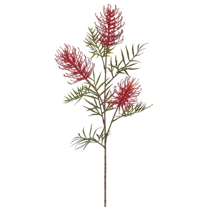 33" Artificial Grevillea Banksii Protea Flower Stem -Red (pack of 12) - FSG670-RE