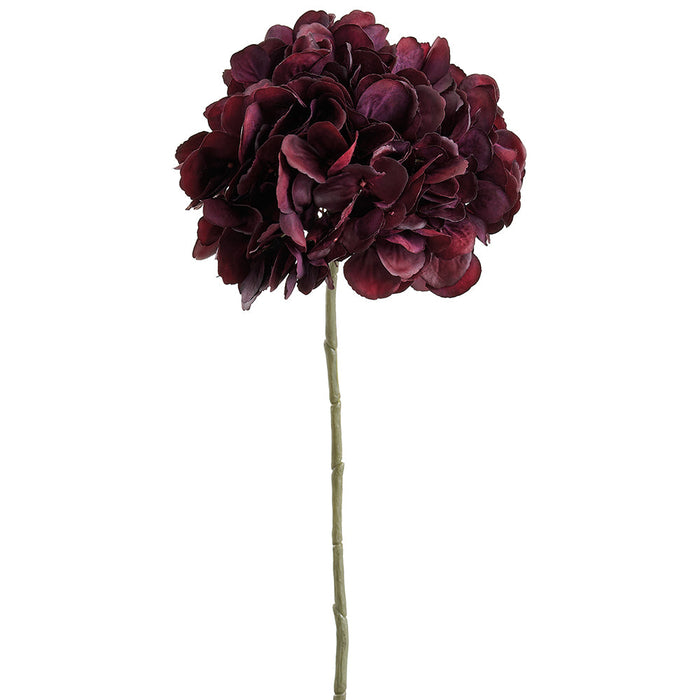 18.5" Real Touch Hydrangea Silk Flower Stem -Burgundy (Pack of 12) - FSH014-BU
