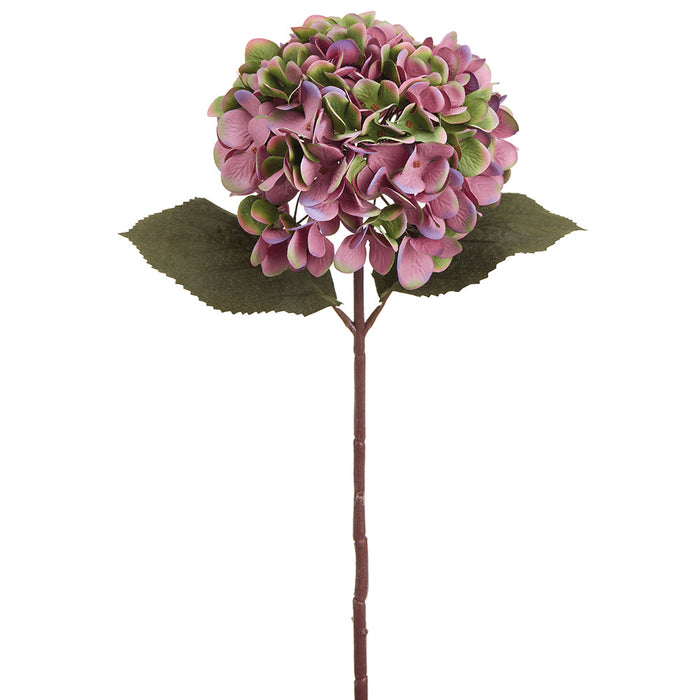 18" Silk Hydrangea Flower Stem -Mauve/Green (pack of 12) - FSH126-MV/GR