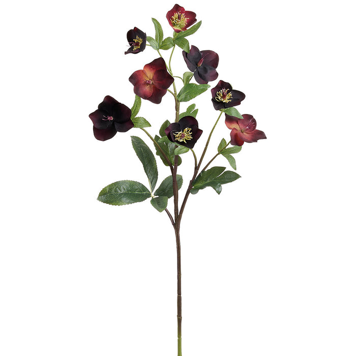 33" Real Touch Helleborus Silk Flower Stem -Plum (Pack of 12) - FSH128-PL
