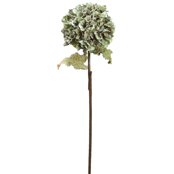 29.5" Dried-Look Hydrangea Silk Flower Stem -Moss Green (pack of 12) - FSH152-GR/MO