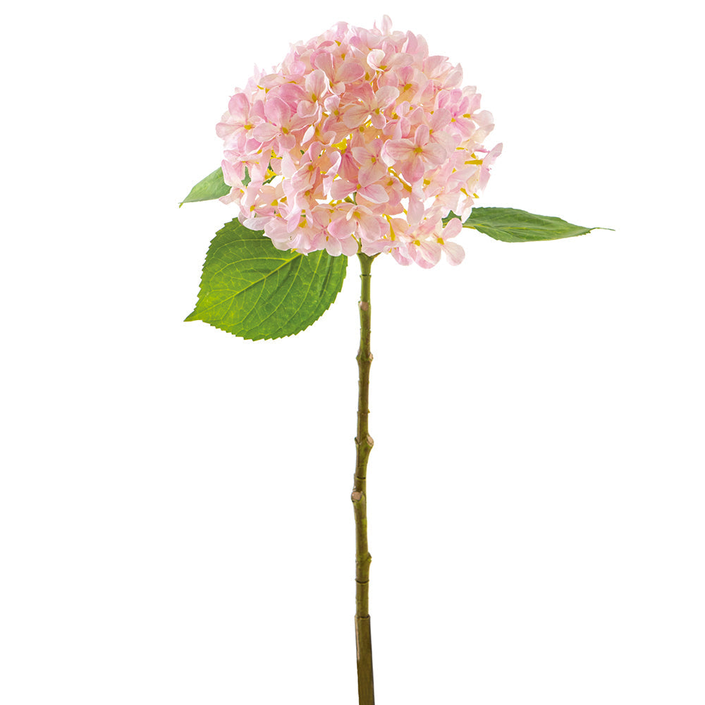 18" UVResistant Outdoor Artificial Hydrangea Flower Stem Soft Pink