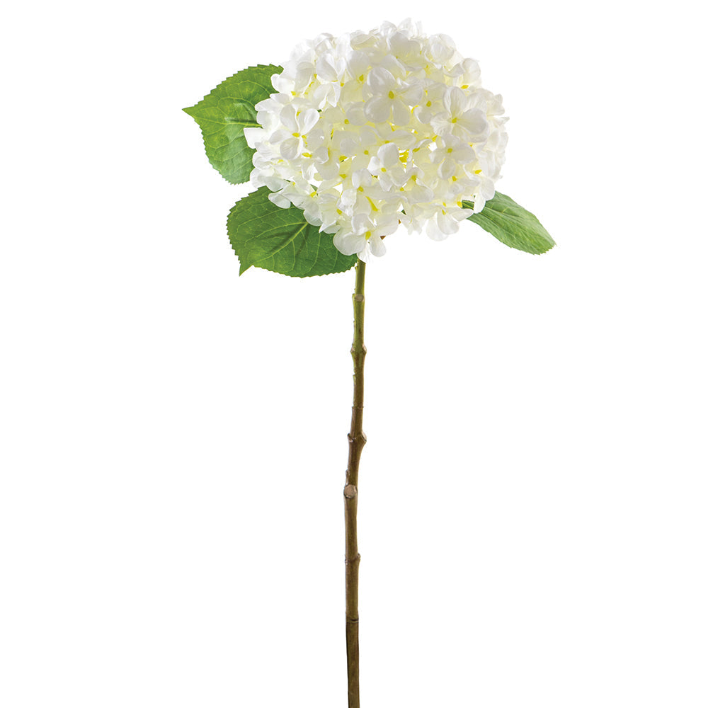 18" UVResistant Outdoor Artificial Hydrangea Flower Stem White