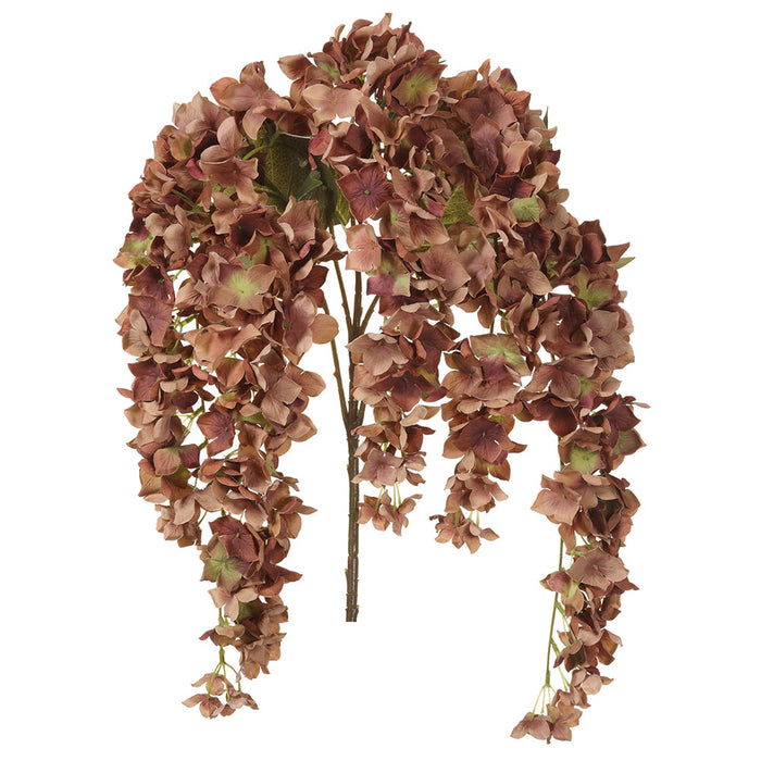 32.7" Hanging Hydrangea Silk Flower Stem -Brown (pack of 12) - FSH189-BR