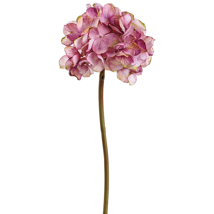 16" Dried-Look Hydrangea Silk Flower Stem -2 Tone Rose (Pack of 12) - FSH297-RO/TT