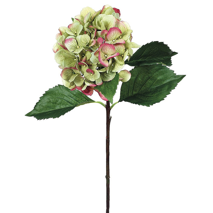 27" Silk Hydrangea Flower Spray -Green/Burgundy (pack of 12) - FSH356-GR/BU