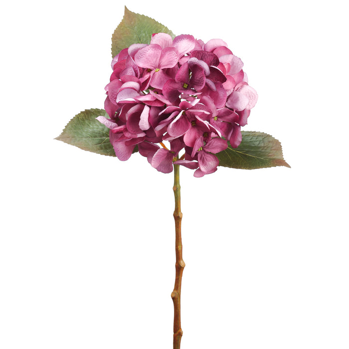 17.5" Silk Hydrangea Flower Stem -Boysenberry/Mauve (pack of 12) - FSH426-BB/MV