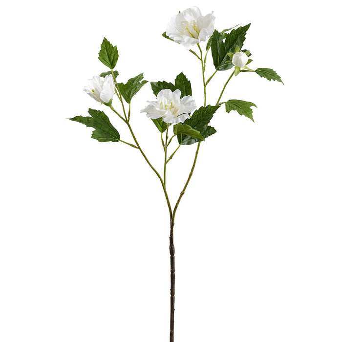 27" Hibiscus Silk Flower Stem -White (pack of 12) - FSH440-WH
