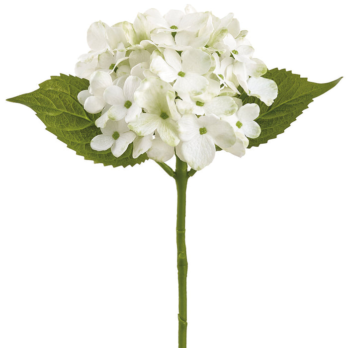 16" Real Touch Hydrangea Silk Flower Stem -White/Green (Pack of 12) - FSH453-WH/GR