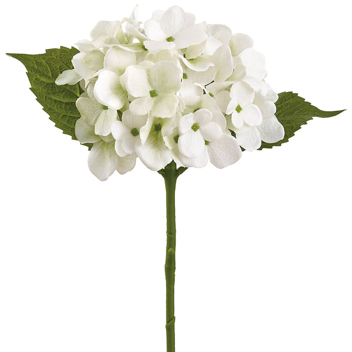 16" Real Touch Hydrangea Silk Flower Stem -White (Pack of 12) - FSH453-WH