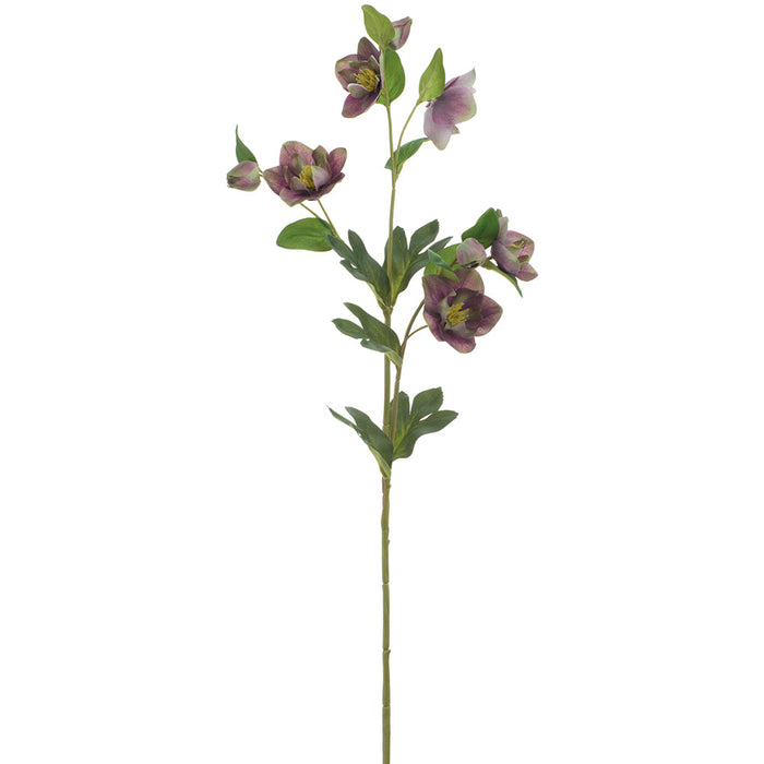 31" Helleborus Silk Flower Stem -Purple/Green (Pack of 12) - FSH504-PU/GR