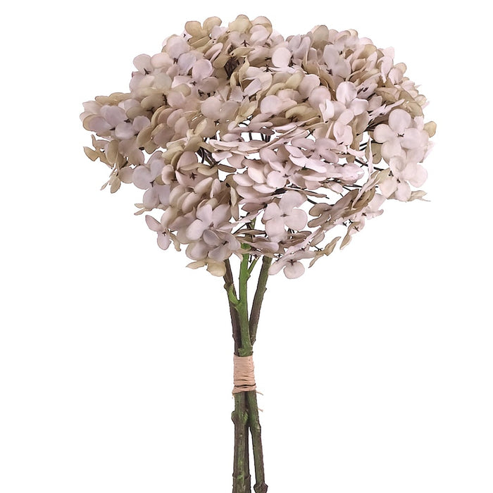 12" Hydrangea Silk Flower Bouquet -Taupe (pack of 12) - FSH570-TP