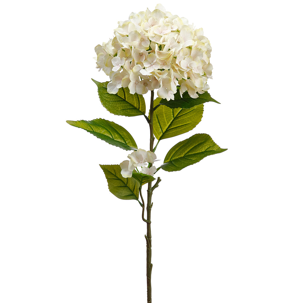 40" Silk Hydrangea Flower Stem Cream/Blush Hydrangea Stem — Silks