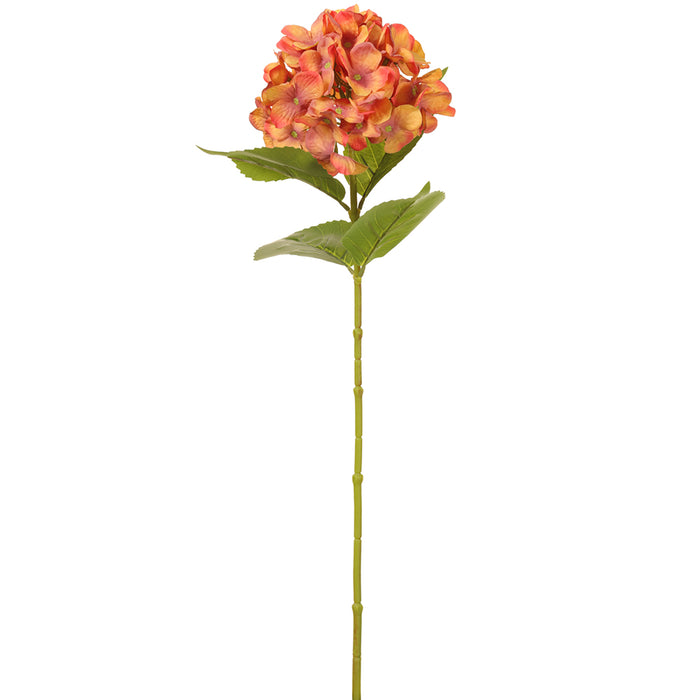 25" Fake Hydrangea Flower Stem -Flame (pack of 12) - FSH832-FL