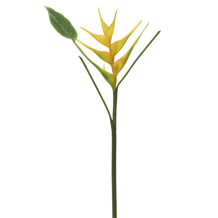 36" Heliconia Silk Flower Stem -Yellow (pack of 12) - FSH840-YE