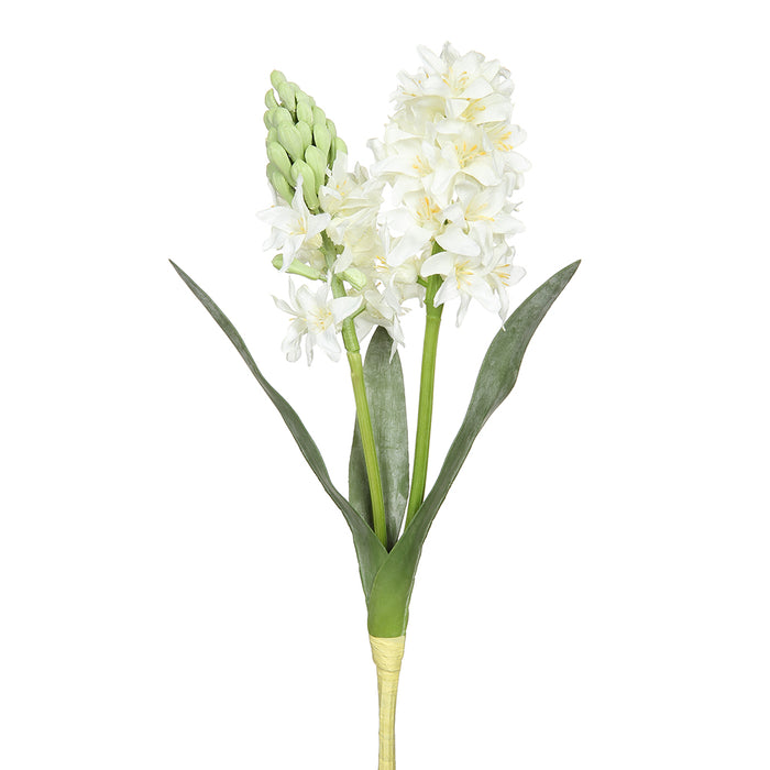15" Hyacinth Silk Flower Stem -White (pack of 12) - FSH852-WH