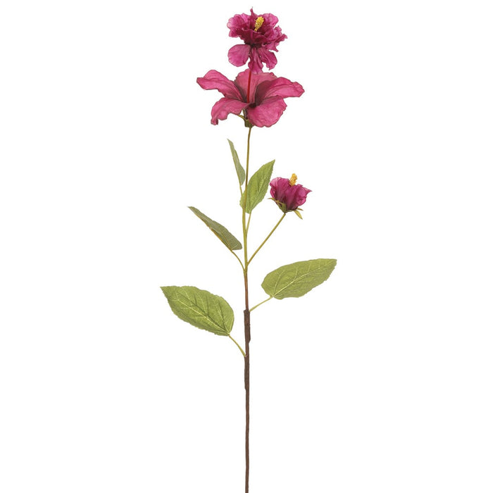 36" Silk Hibiscus Flower Stem -Boysenberry (pack of 12) - FSH869-BB