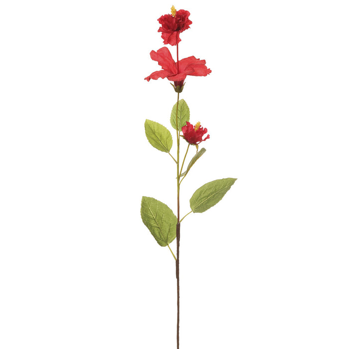 36" Silk Hibiscus Flower Stem -Red (pack of 12) - FSH869-RE