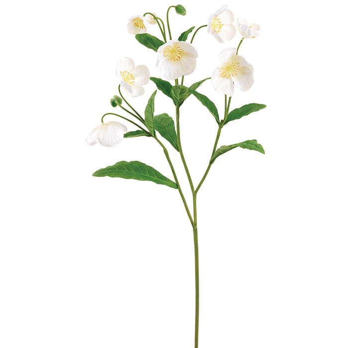 47" Helleborus Silk Flower Stem -White (Pack of 6) - FSH985-WH