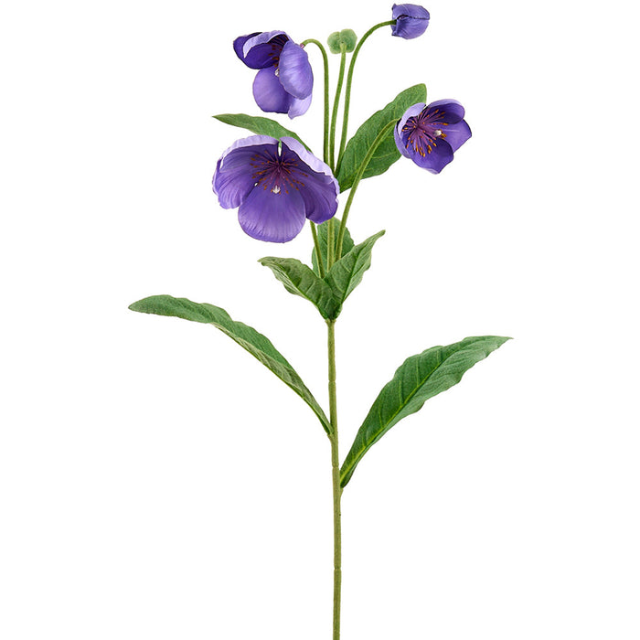 34" Helleborus Silk Flower Stem -Purple (Pack of 12) - FSH986-PU